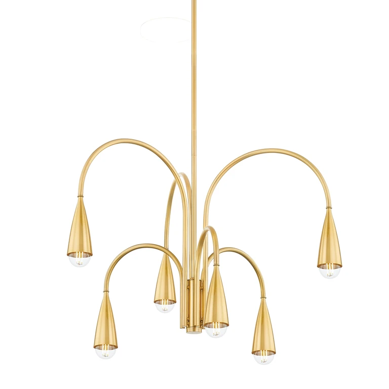 Aged Brass Six Light Chandelier from the Jenica Collection