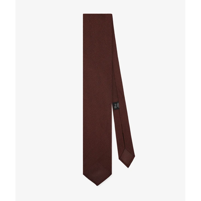 Larusmiani Classic Silk Tricot Tie Brown Plain - Men