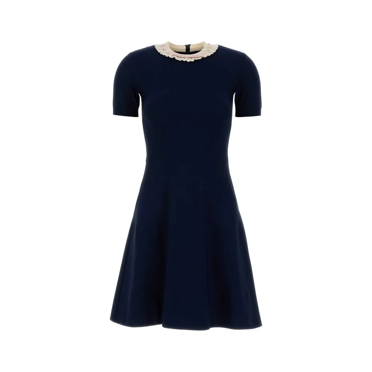 Valentino Garavani Navy Blue Knit Mini Dress 0w6 Exterior: Viscose Polyester Abiti - Women