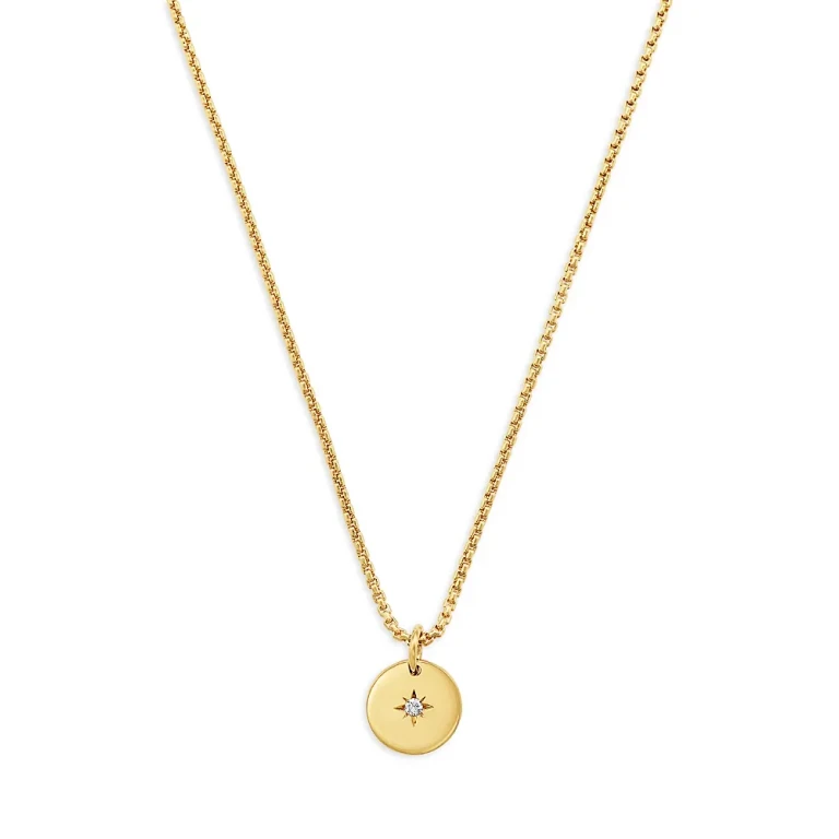 Zoe Chicco 14K Yellow Gold Diamond Star Disc Pendant Necklace, 16-18