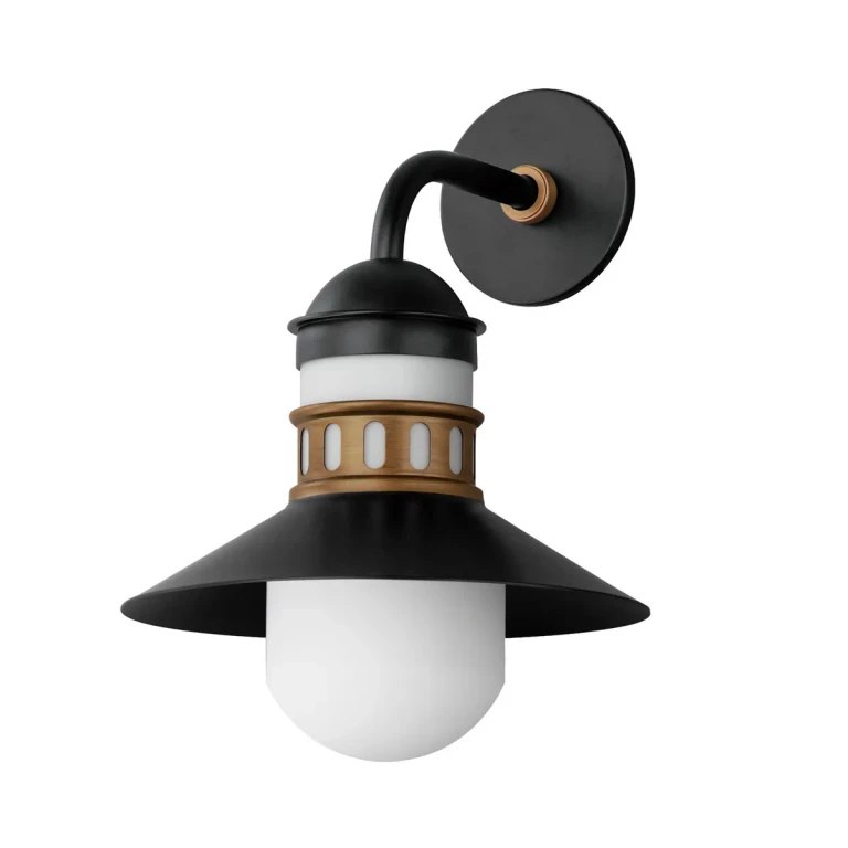 Black Antique Brass One Light Outdoor Wall Sconce from the Admiralty Collection