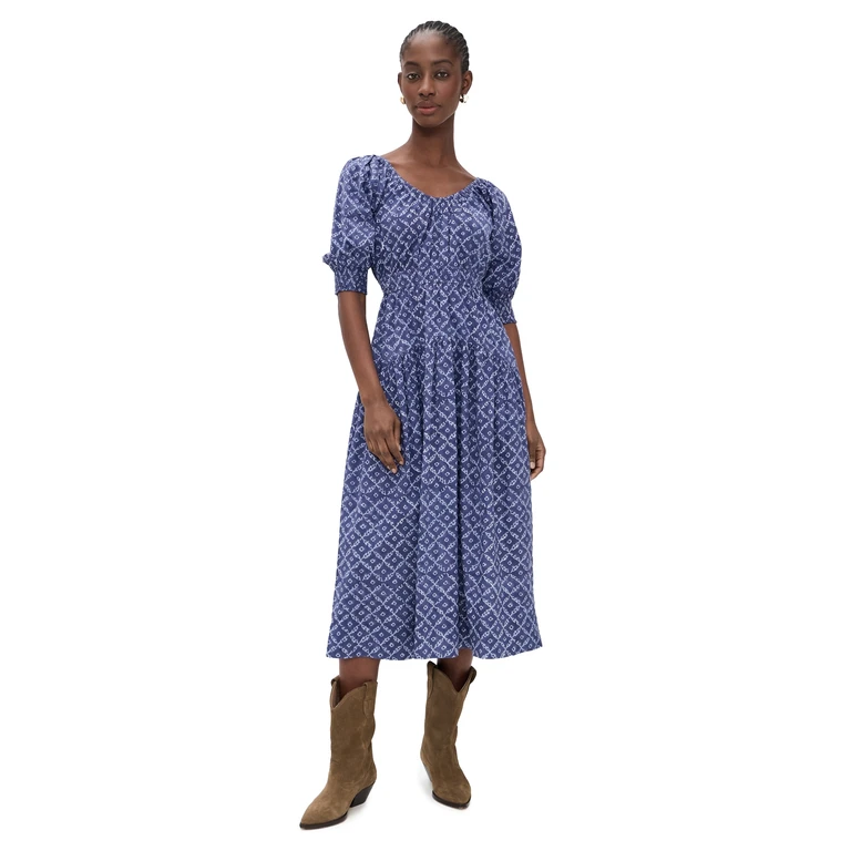 Marea Abby Dress Indigo Lattice XS