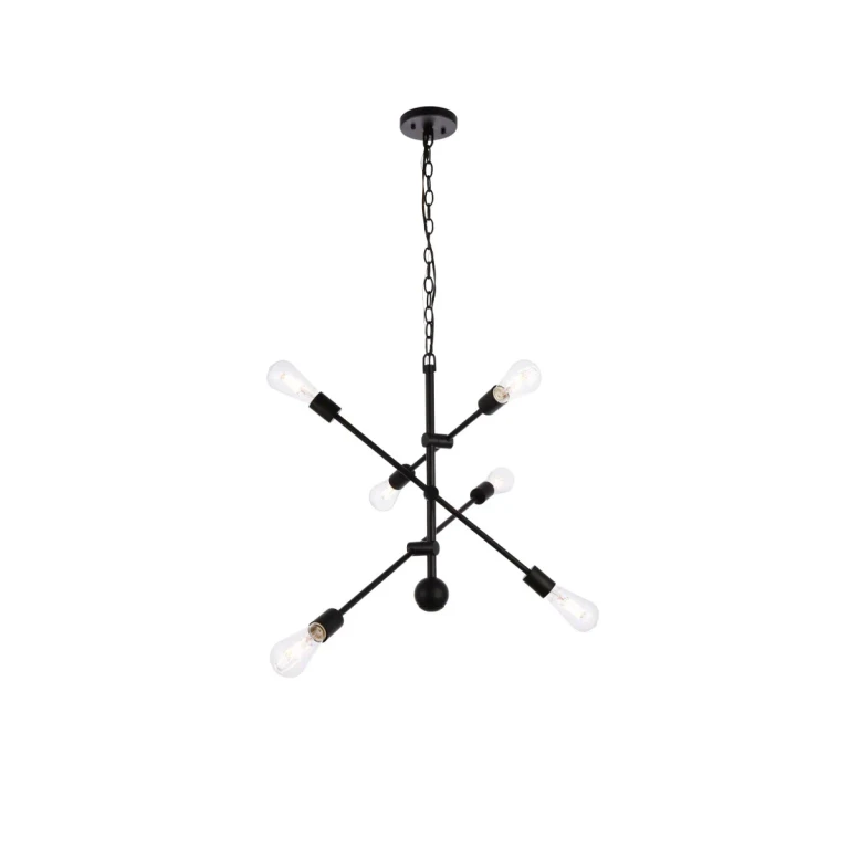 Black Six Light Pendant from the Axel Collection