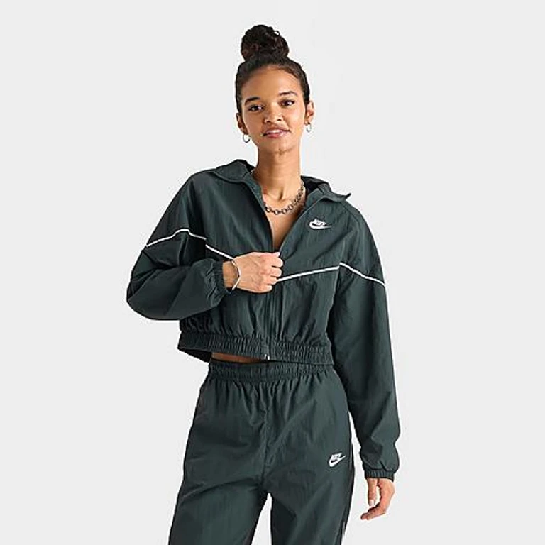 Nike Women's Sportswear Windrunner Crop Woven Jacket in Seaweed/Sail/Sail Size: XS