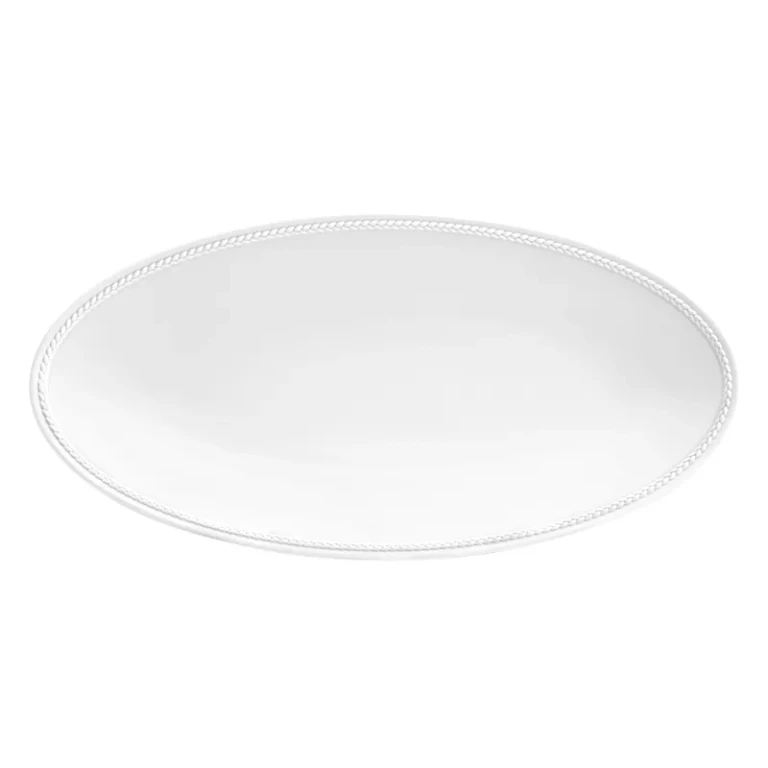 L'Objet Soie Tresse White Oval Platter, Small