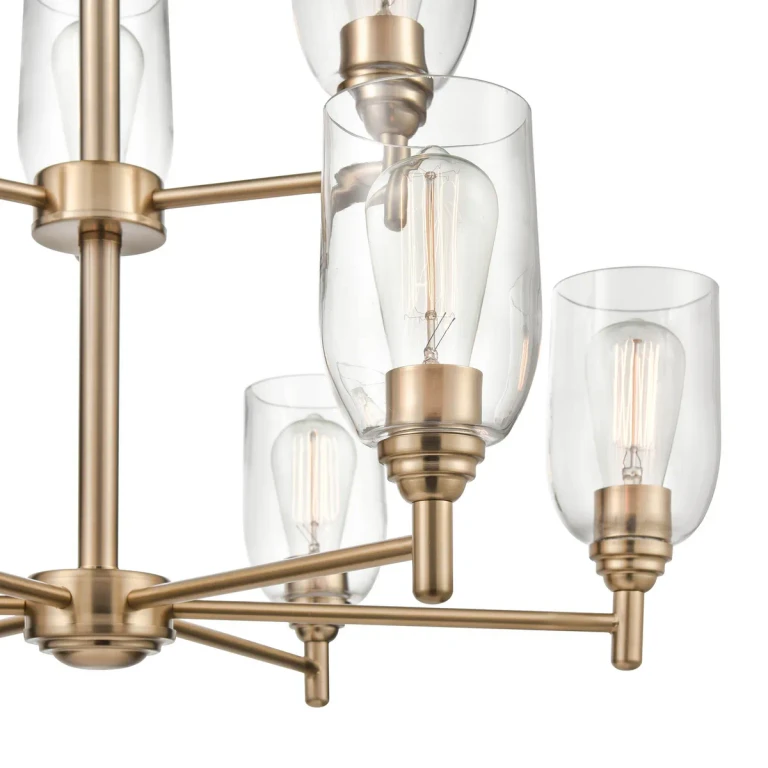 Modern Gold Nine Light Chandelier from the Arlett Collection