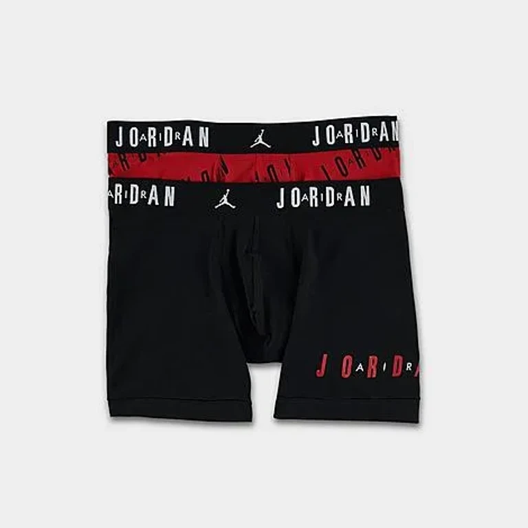 Jordan Men's Flight Cotton Stretch Boxer Briefs (2-Pack) in Black/Red Size: XL