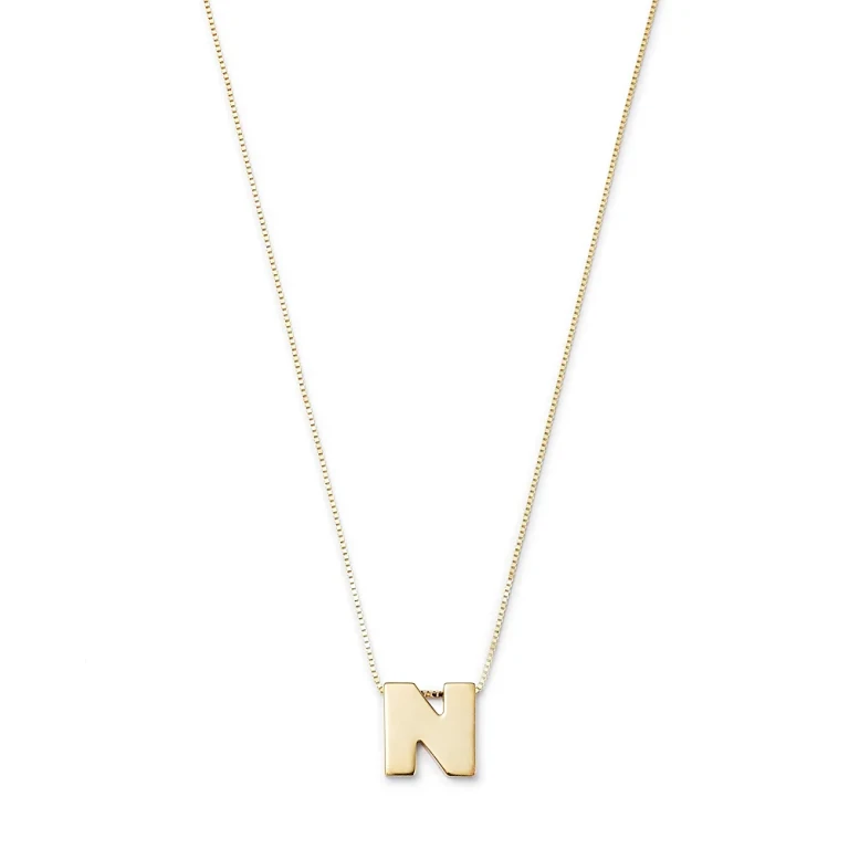 Initial Pendant Necklace in 14K Yellow Gold, 16