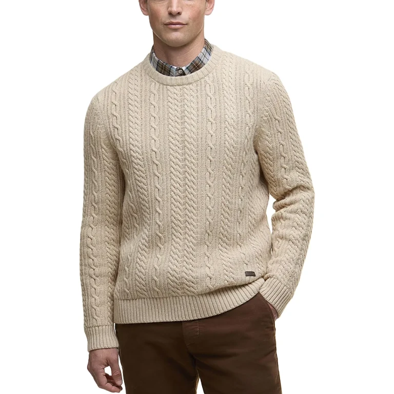 Barbour Lowfen Relaxed Fit Cable Crewneck Sweater