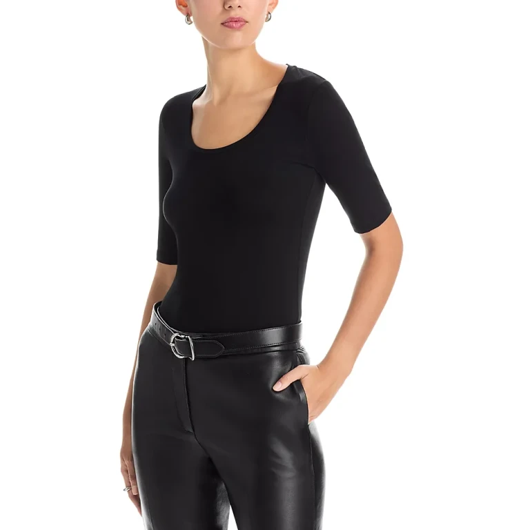 Majestic Filatures Scoop Neck Elbow Sleeve Top