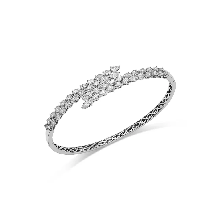 Luxe Collection Diamond Bypass Bracelet in 18K White Gold, 3.92 tcw