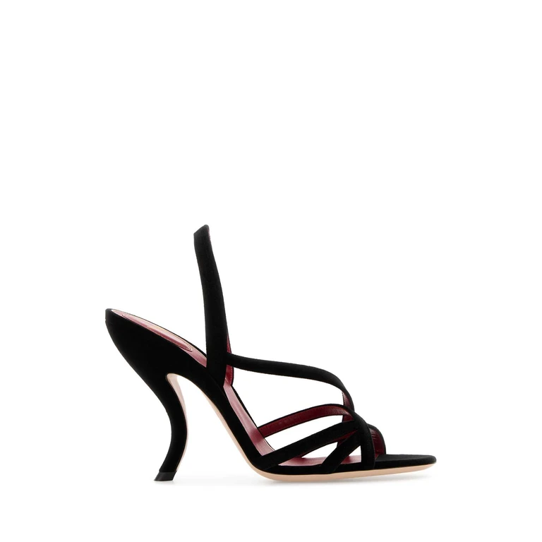 Valentino Garavani Black Velvet Vlogo Signature Sandals Nero Sandali - Women