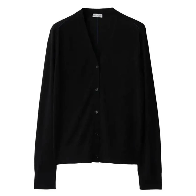 Burberry V-Neck Wool Knit Cardigan