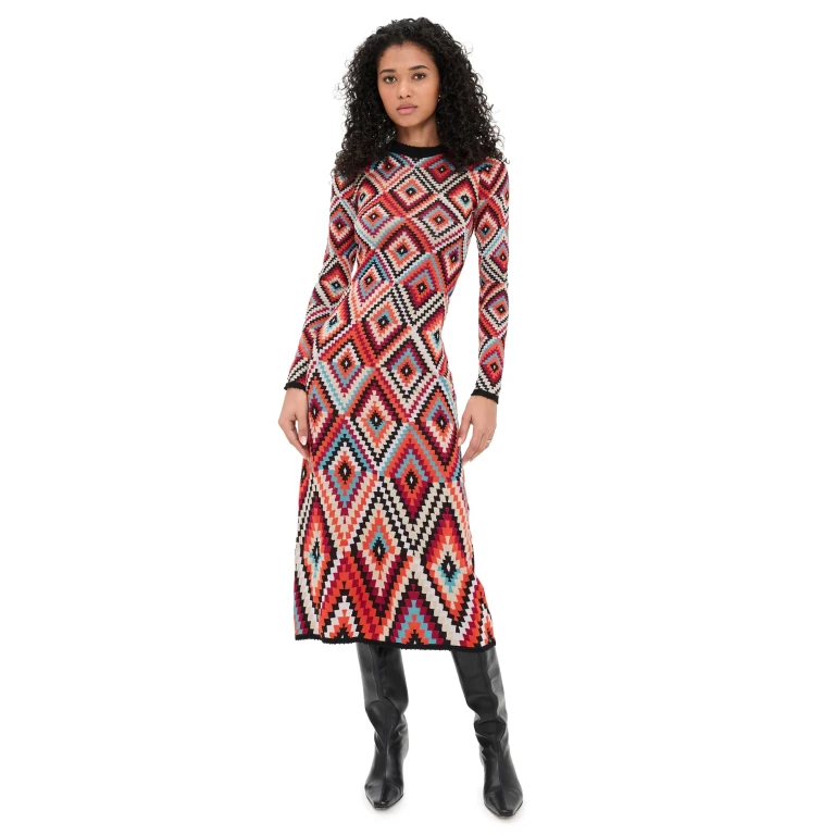 FARM Rio Pretti Knit Midi Dress Pretti Multicolor S