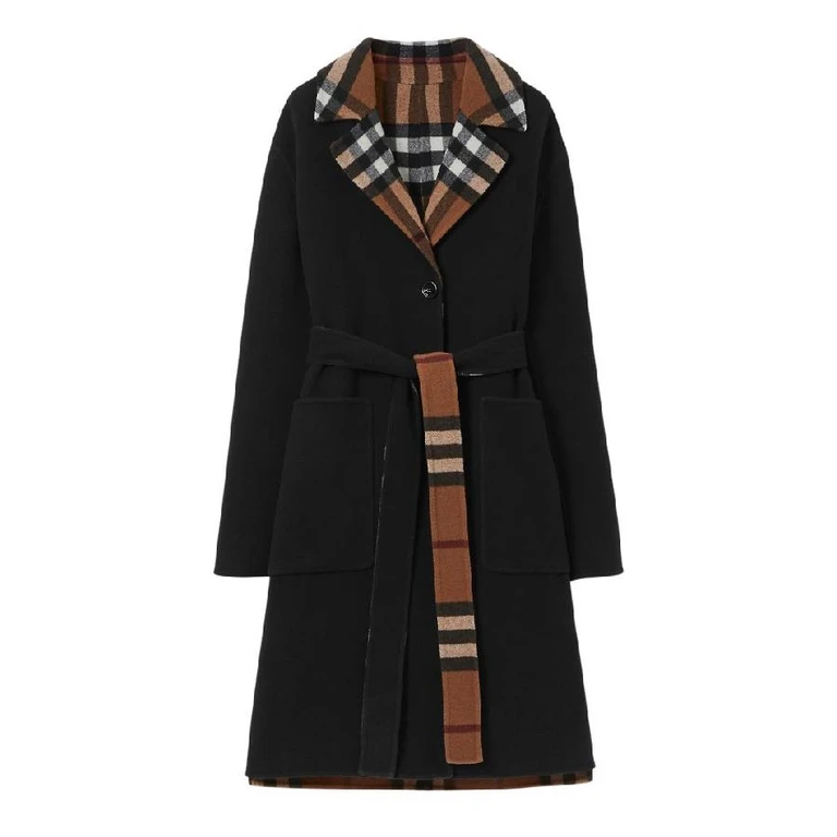 Burberry Dorea Reversible Check-Print Wool Coat, Brand Size 8 ( US Size 6 )