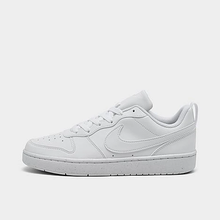 Nike Big Kids Court Borough Low Recraft Casual Shoes in White/White/White Size: 3.5
