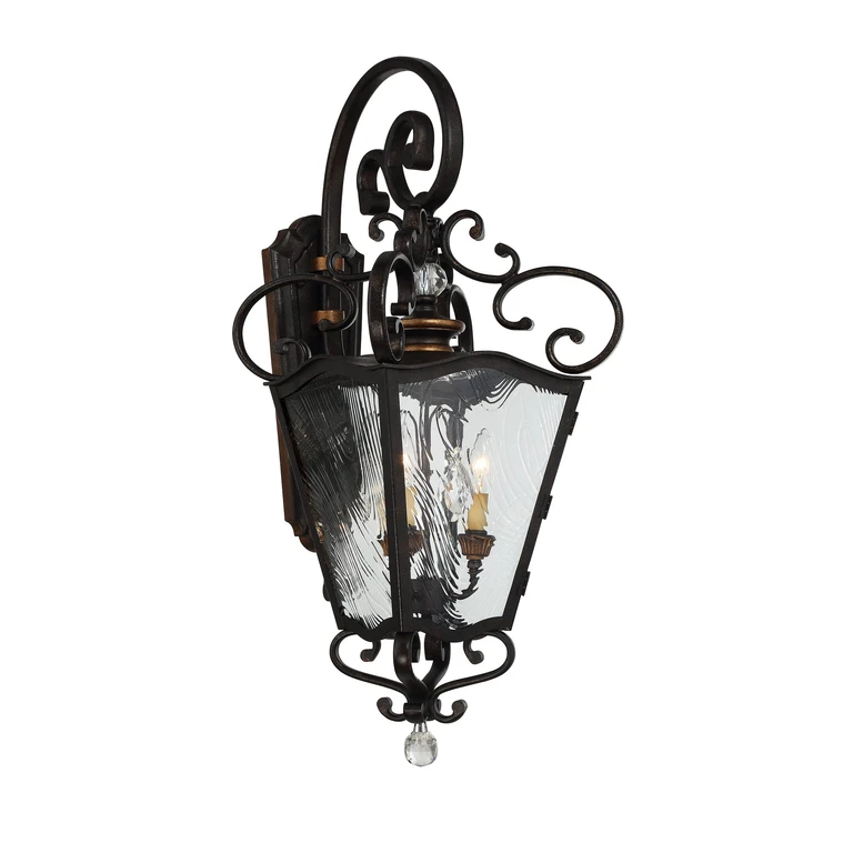 Brixton Ivy 3-Light Outdoor Hanging Light in Terraza Village Aged Patina