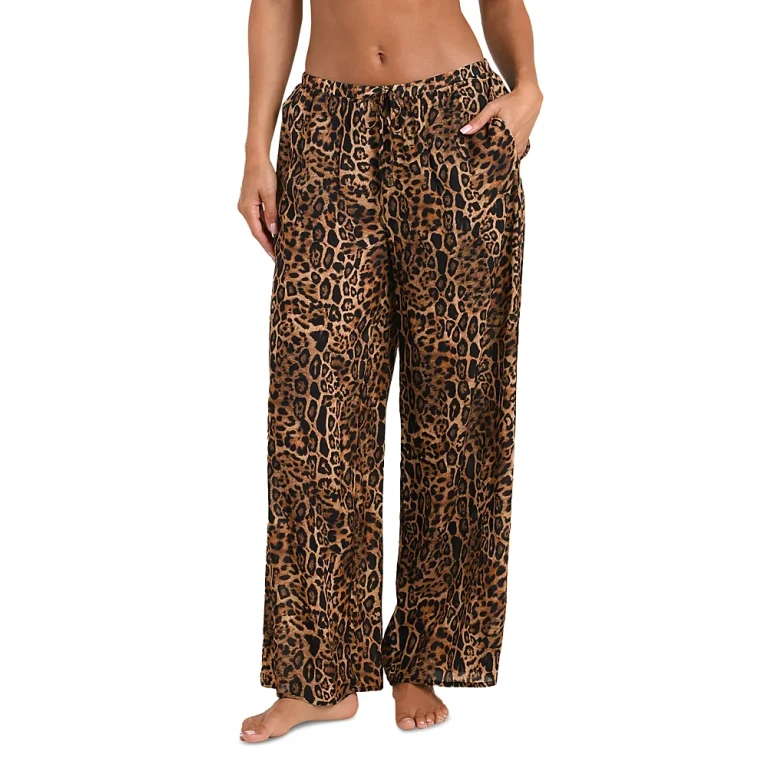 L'Agence Geraldine Patch Leopard Pants Swim Cover-Up