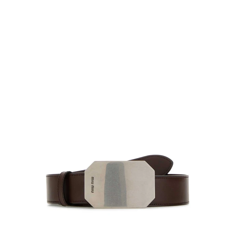 Miu Miu Chocolate Leather Belt Radica Cinture - Women
