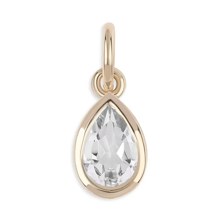 14K Yellow Gold White Topaz Pendant Necklace, 20