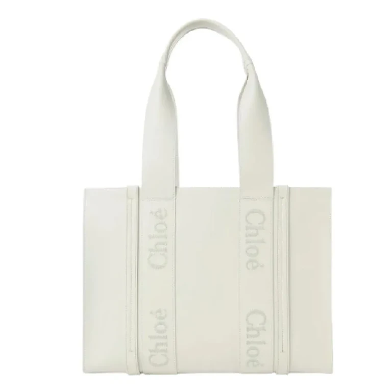 Chloe Woody Leather Logo Tote Bag