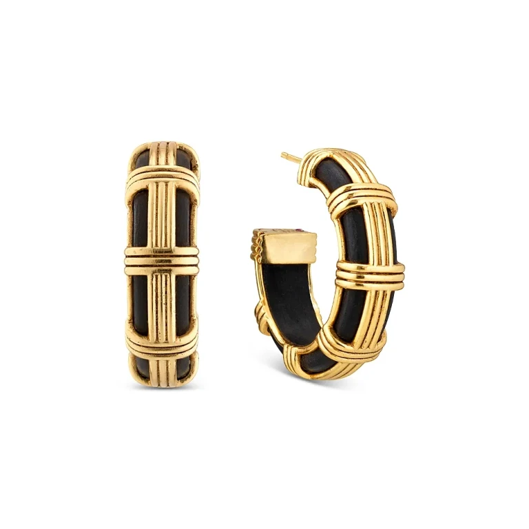 Capucine De Wulf Gaia Ebony Hoop Earrings in 18K Gold Plated