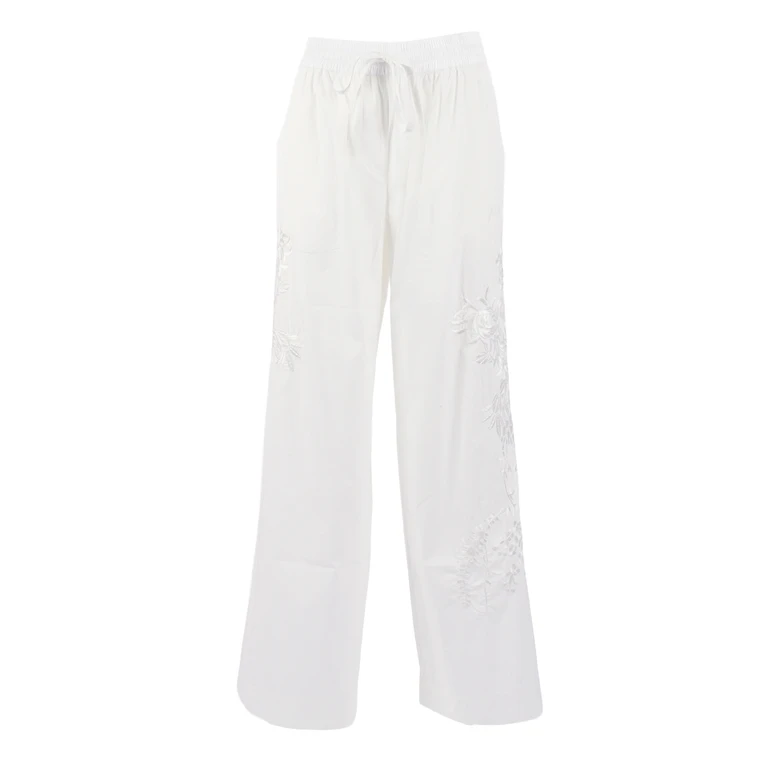P. A.R. O.S. H. PANTS WITH EMBROIDERY Panna Polyamide Cotton - Women