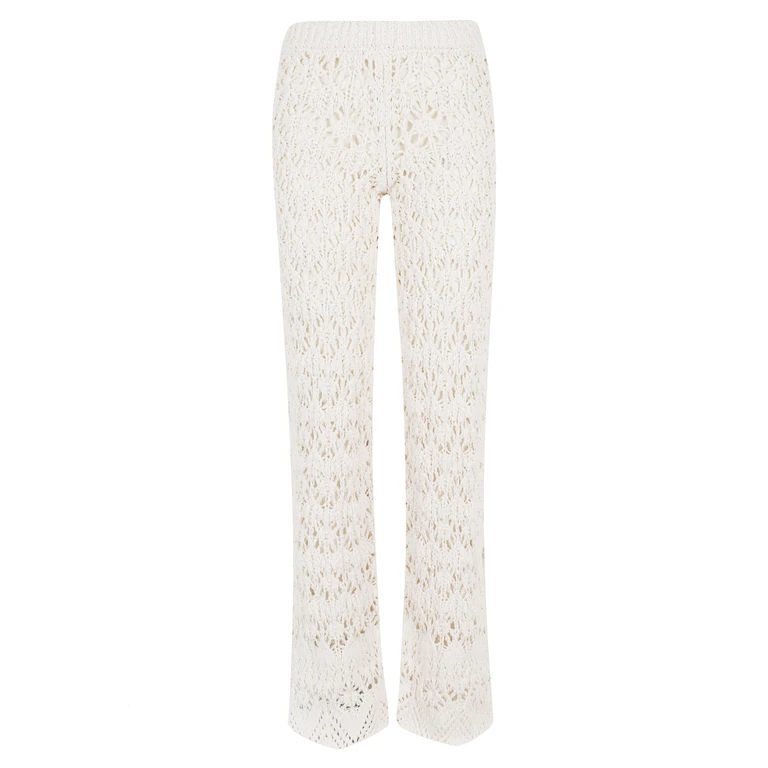 Alanui Lagoon Romance Pants White Cotone Polyamide Pantaloni - Women