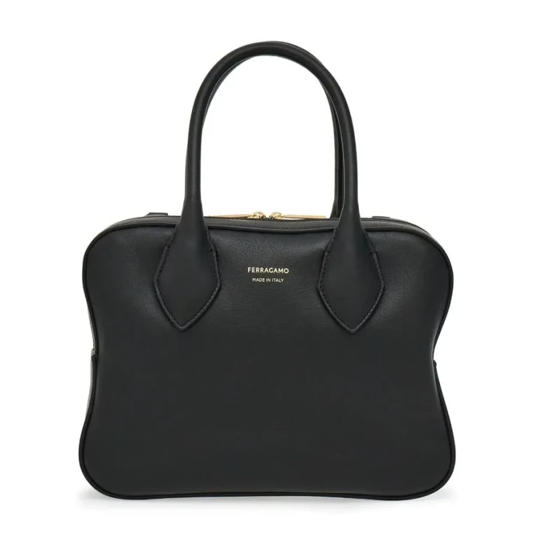 Ferragamo Black Star Leather Top-Handle Bag