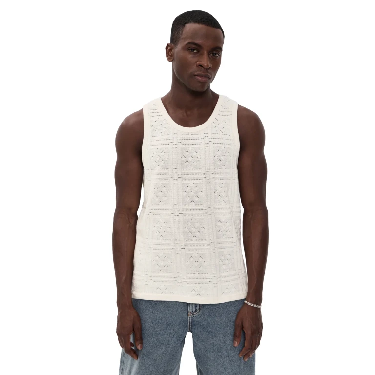 Les Deux Huxley Pointelle Tank Top Eggnog White XL