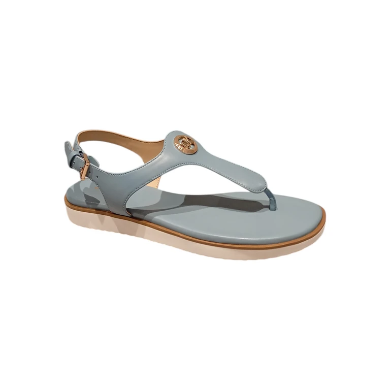 Michael Kors Val Thong Sandal Blue Calf Leather Shoe - Women