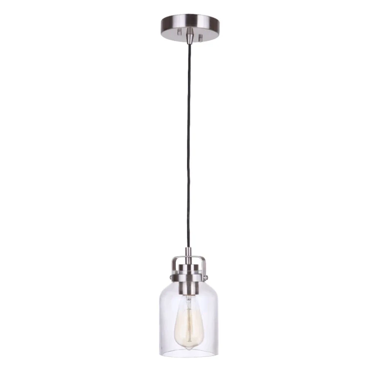 Brushed Polished Nickel One Light Mini Pendant from the Foxwood Collection
