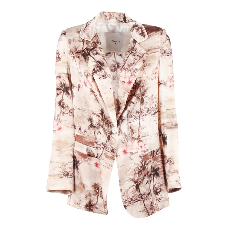Shirt A Porter Silk Blazer Beige Elastane Jacket - Women