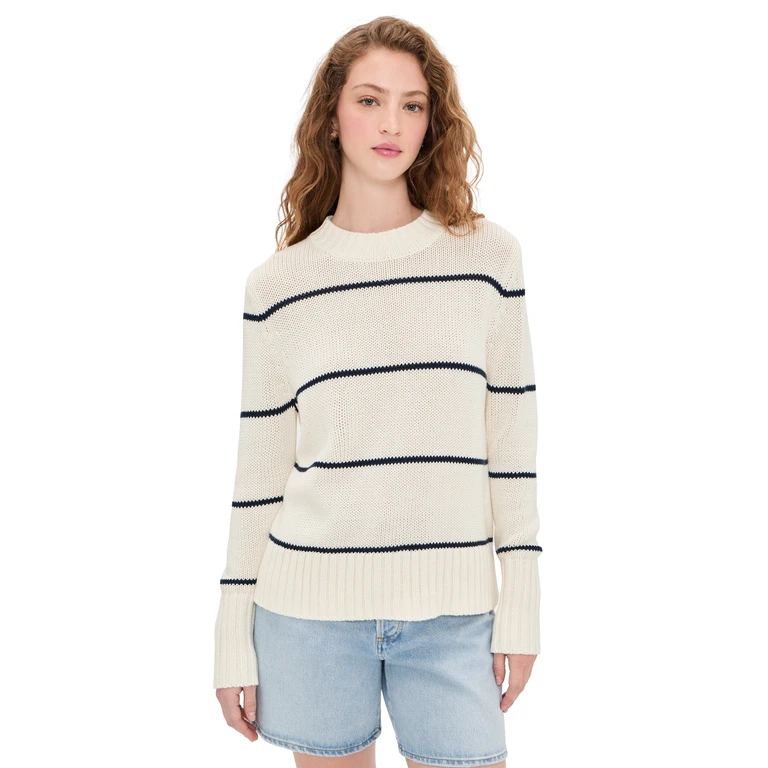 KULE The Tatum Pullover Cream/Navy Ministripe S