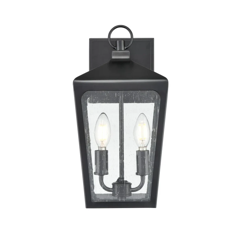 Powder Coated Black Two Light Outdoor Wall Sconce from the Brooks Collection
