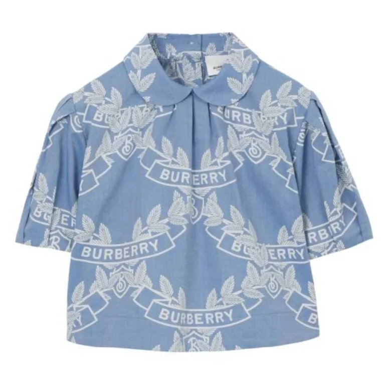 Burberry Kids Oak Motif Print Chambray Shirt