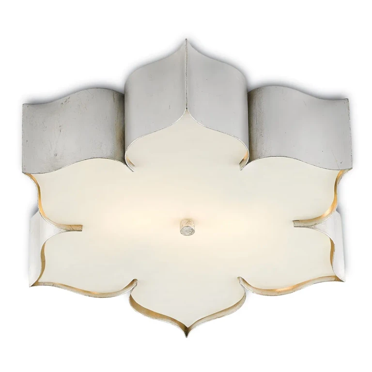 Contemporary Silver Leaf Two Light Flush Mount from the Grand Collection