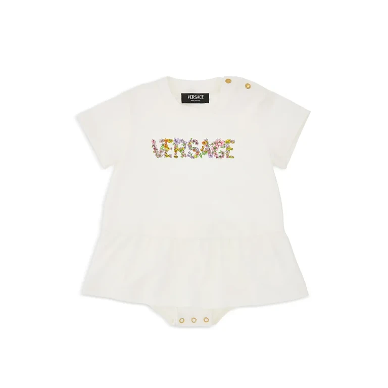 Versace Unisex Jersey Logo in Bloom Romper - Baby