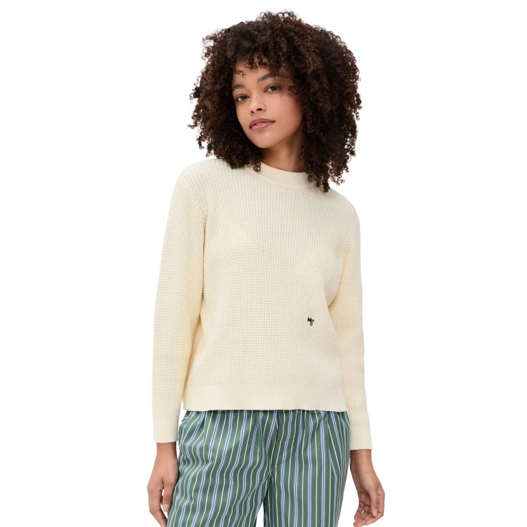 HOMMEGIRLS Waffle Knit Pullover Cream M