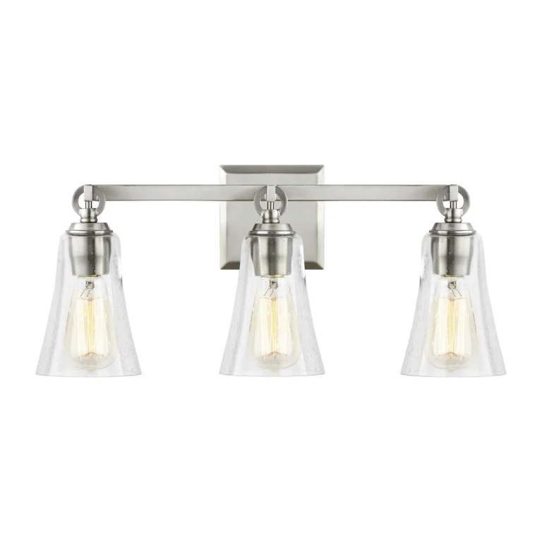 Visual Comfort Studio Monterro 3-Light Bathroom Vanity Light in Satin Nickel by Sean Lavin