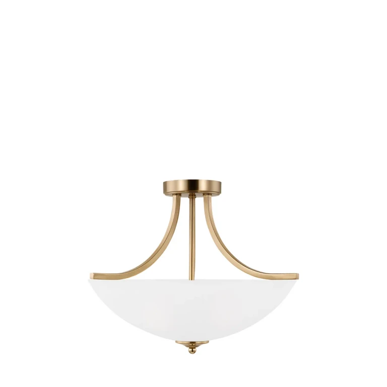 Satin Brass Three Light Semi-Flush Convertible Pendant from the Geary Collection