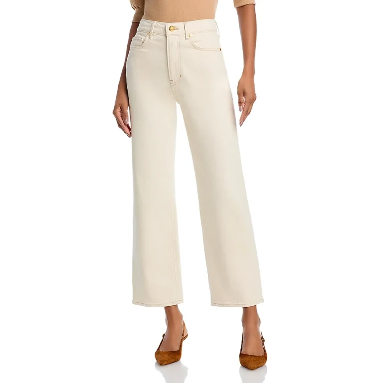 Veronica Beard Dylan High Rise Straight Leg Ankle Jeans in Ecru