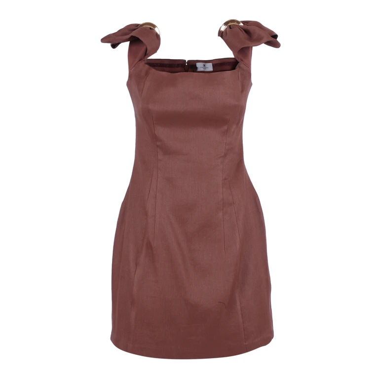 Elisabetta Franchi Women�s Dress Brown Linen Viscose Elastane Midi - Women