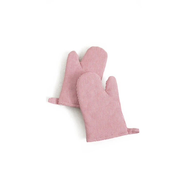 Weezie Oven Mitts Pair Red Stripe One Size