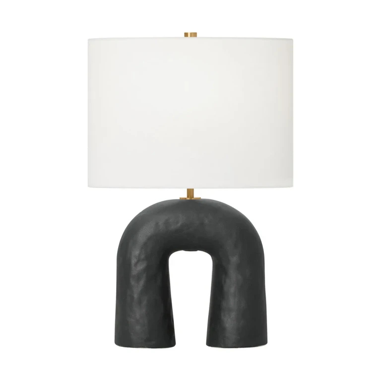 Rough Black Ceramic Table Lamp from the Aura Collection