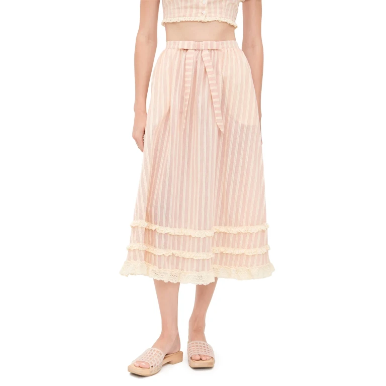 For Love & Lemons Naomi Midi Skirt Red M