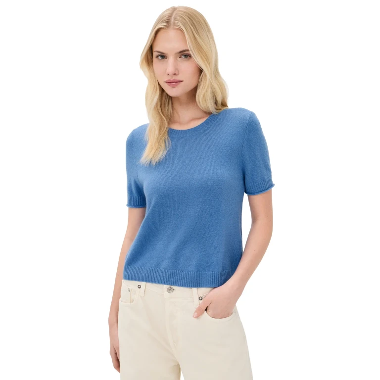 Splendid Emerson Short Sleeve Sweater Perfect Blue L