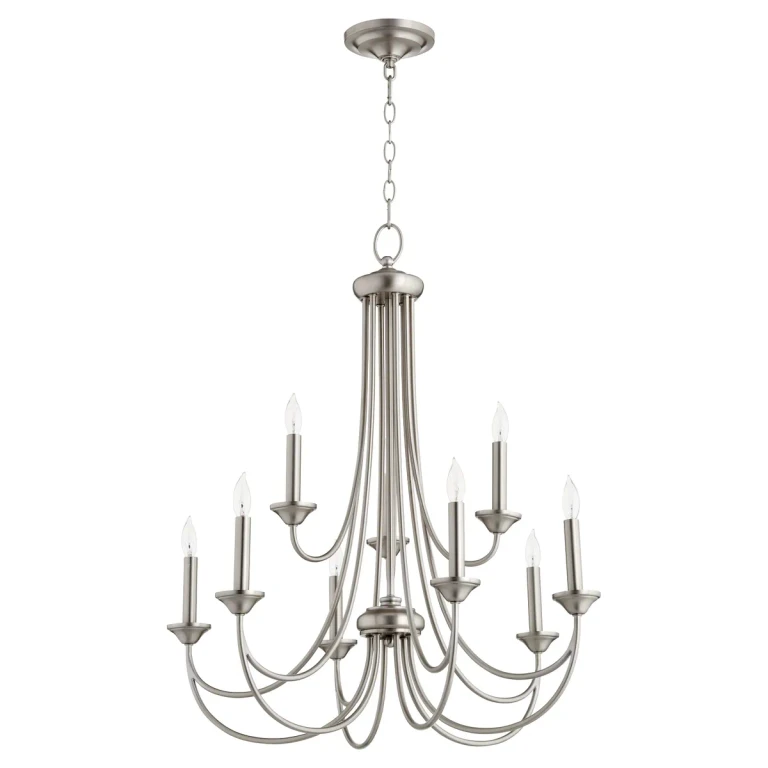 Quorum Brooks 9-Light 32" Transitional Chandelier in Satin Nickel