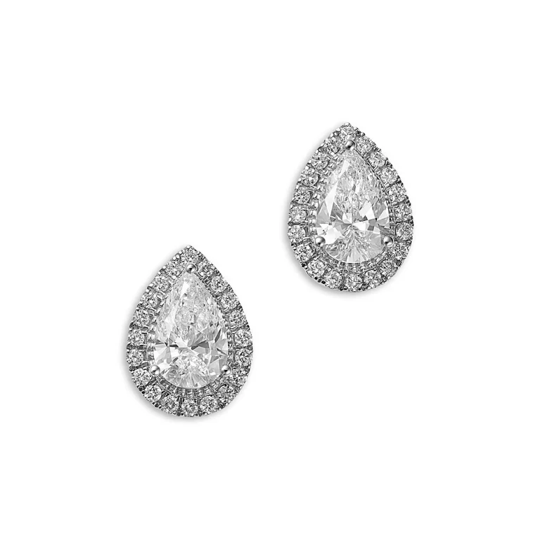 Luxe Collection Certified Lab Grown Diamond Pear Stud Earrings in 14K White Gold, 1.23 tcw