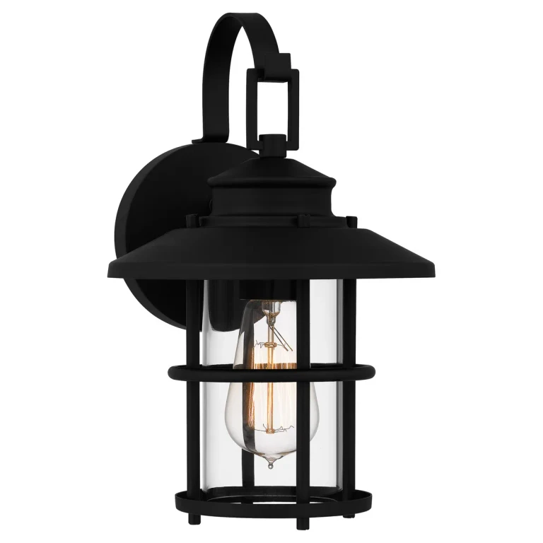 Matte Black One Light Outdoor Wall Mount from the Lombard Collection